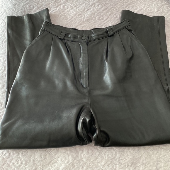 High-rise Genuine Leather Vintage Pants Size 2 - Picture 3 of 8